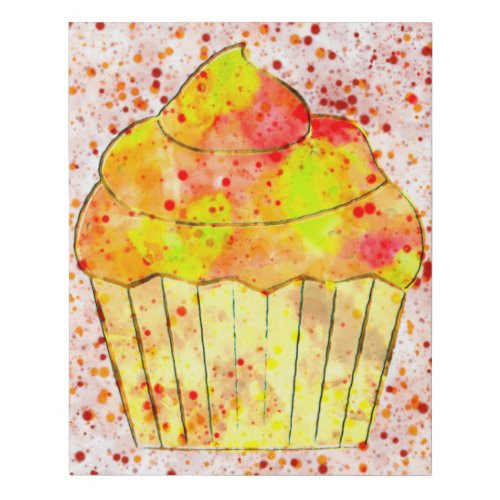 Watercolor Cupcake Painting With Sprinkles Faux Canvas Print