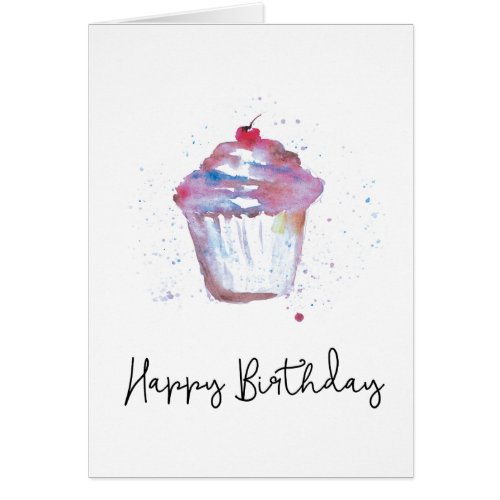 Watercolor Cupcake Splatters Modern Script