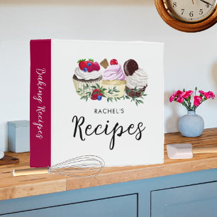 Watercolor Cupcakes Baking Recipes Personalized 3 Ring Binder