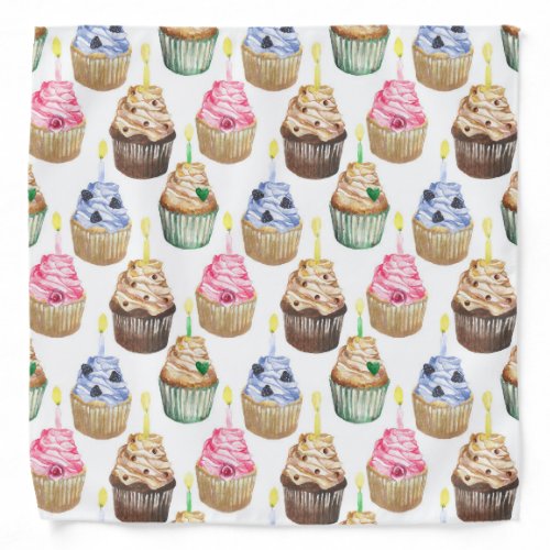 Watercolor cupcakes bandana