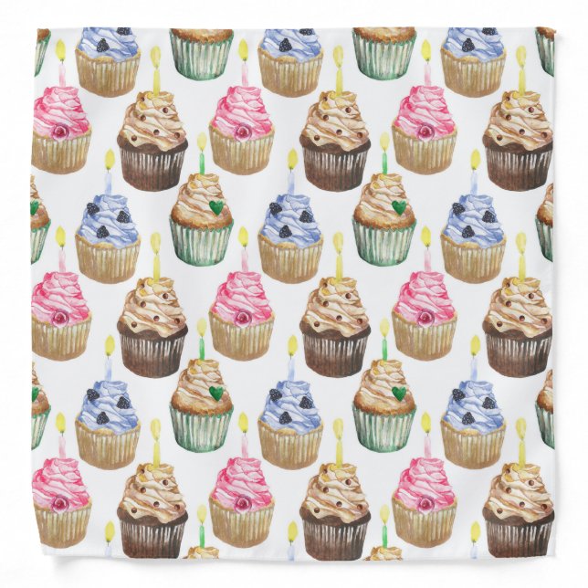 Watercolor cupcakes bandana (Front)
