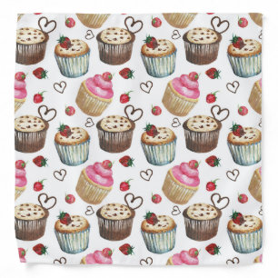 Watercolor cupcakes bandana
