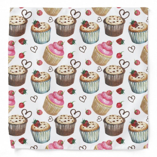 Watercolor cupcakes bandana (Front)