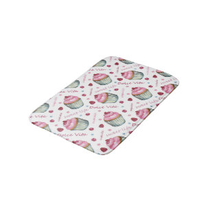 Watercolor cupcakes bathroom mat