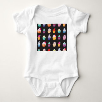 Watercolor Cupcakes: Charming Seamless Background Baby Bodysuit
