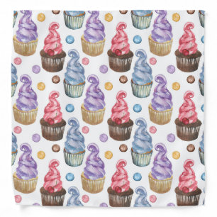 Watercolor cupcakes colorful bandana