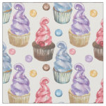 Watercolor cupcakes colorful fabric