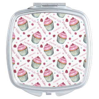 Watercolor cupcakes compact mirror