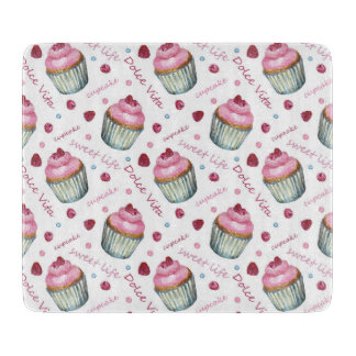 Watercolor cupcakes cutting board