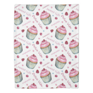 Watercolor cupcakes duvet cover