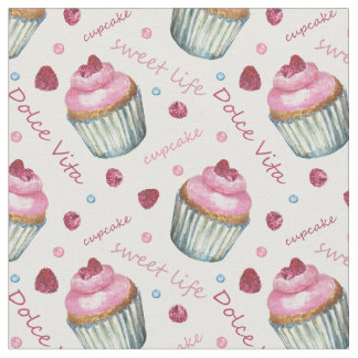 Watercolor cupcakes fabric