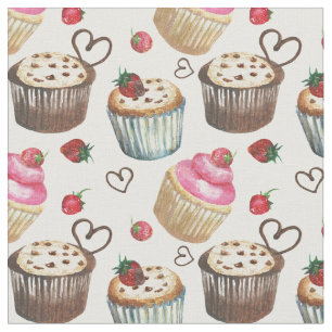 Watercolor cupcakes fabric