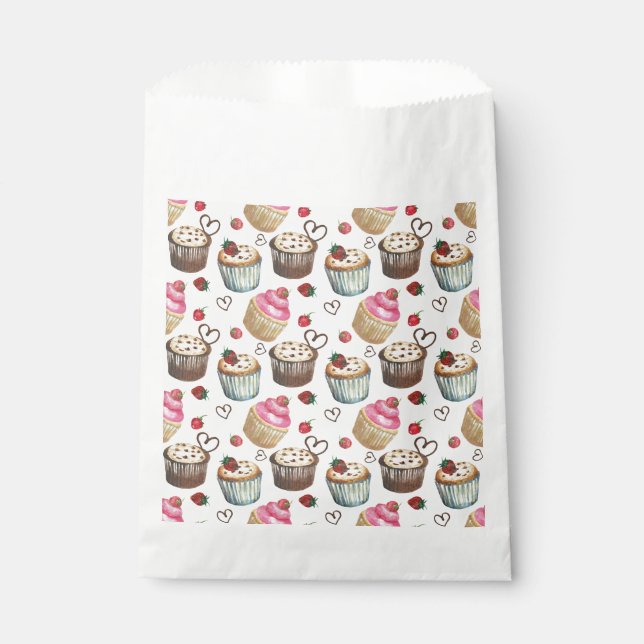 Watercolor cupcakes favor bag (Front)