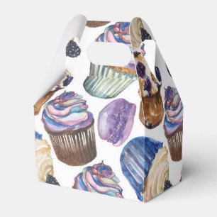 Watercolor cupcakes favor boxes