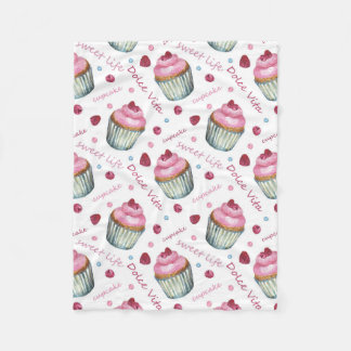 Watercolor cupcakes fleece blanket