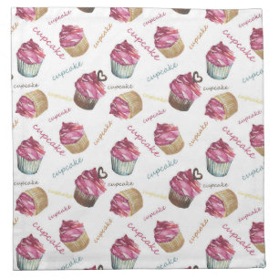 Watercolor cupcakes napkin
