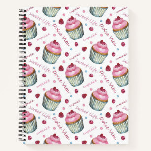 Watercolor cupcakes notebook