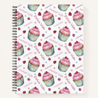 Watercolor cupcakes notebook