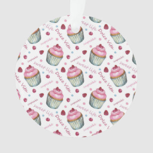 Watercolor cupcakes ornament