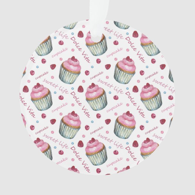 Watercolor cupcakes ornament (Front)