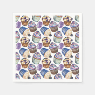 Watercolor cupcakes paper napkins