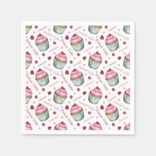 Watercolor cupcakes paper napkins