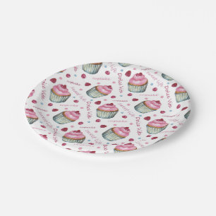 Watercolor cupcakes paper plates