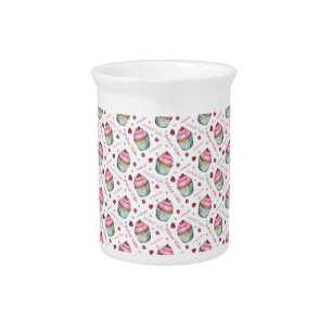Watercolor cupcakes pitcher