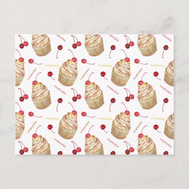 Watercolor cupcakes postcard (Front)