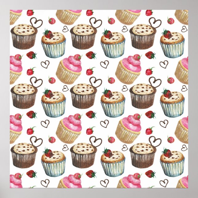 Watercolor cupcakes poster (Front)
