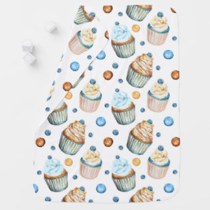 Watercolor cupcakes receiving blanket