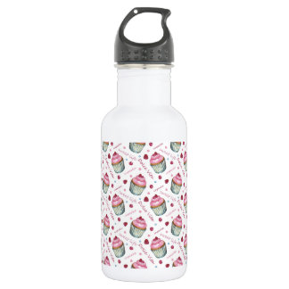 Watercolor cupcakes stainless steel water bottle