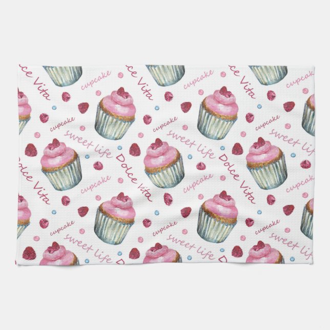 Watercolor cupcakes towel (Horizontal)