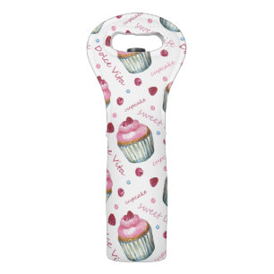Watercolor cupcakes wine bag