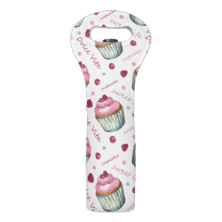 Watercolor cupcakes wine bag