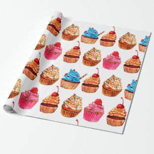Watercolor Cupcakes Wrapping Paper