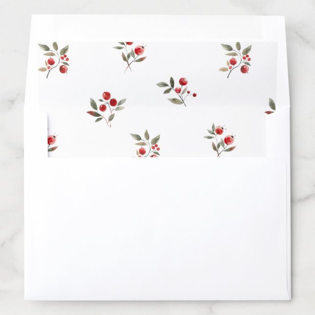 Watercolor Currant Berry Wedding Envelope Liner (In Envelope)