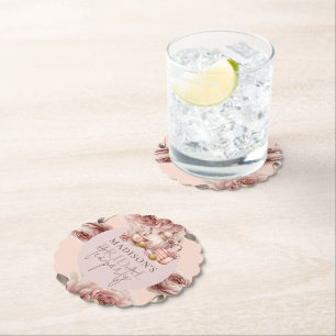 Watercolor Custom Bridal High Tea Shower Paper Coaster