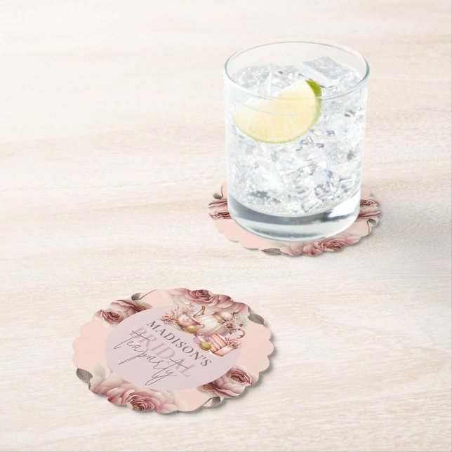 Watercolor Custom Bridal High Tea Shower  Paper Coaster (Insitu)