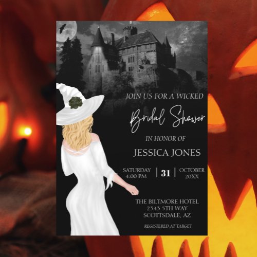 Watercolor Custom Bridal Shower Halloween Blonde Invitation