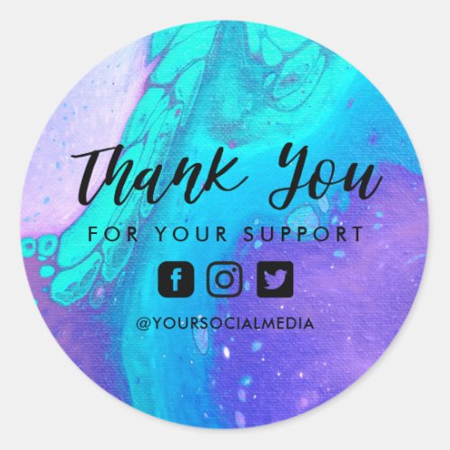 Watercolor Custom Business Thank You Classic Round Sticker