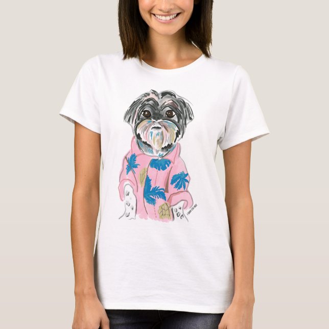 WATERCOLOR CUSTOM DOG SHIHTZU ADD YOUR OWN T-Shirt (Front)