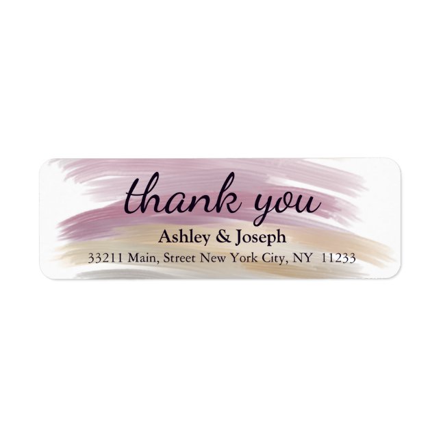 Watercolor Custom Monogram Thank You Label (Front)