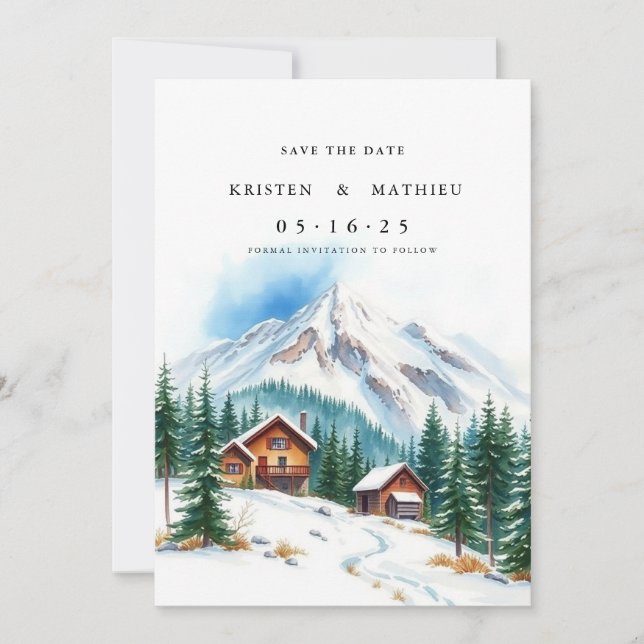 Watercolor Custom Mountain Save The Date (Front)