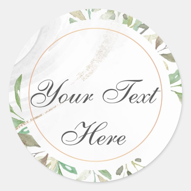 Watercolor Custom Text  Classic Round Sticker (Front)