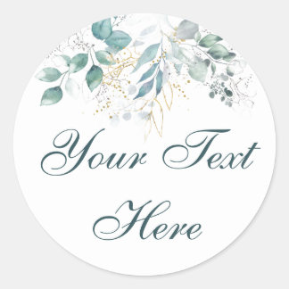 Watercolor Custom Text Classic Round Sticker