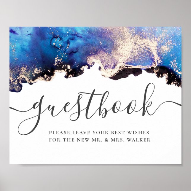 Watercolor Custom Wedding Sign Guest Book (Front)