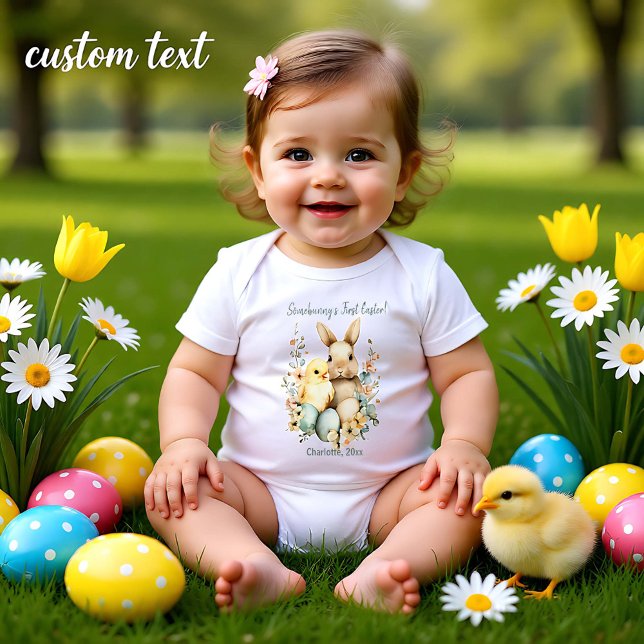 Watercolor Customizable 🐇Egg-citing Bunny Romper (Watercolor Customizable 🐇Egg-citing Bunny Romper)