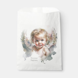 Watercolor cute Angel Baby Baptism Favor Bag