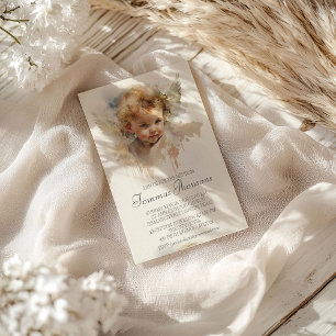 Watercolor cute Angel Baby Baptism Invitation